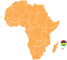 mapa de mauricio en áfrica, iconos que muestran la ubicación y las banderas de mauricio. png