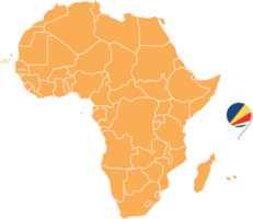 carte des seychelles en afrique, icônes indiquant l'emplacement et les drapeaux des seychelles. png