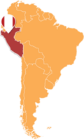 Peru map in South America, Icons showing Peru location and flags. png