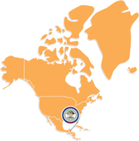 Belize map in North America, Icons showing Belize location and flags. png