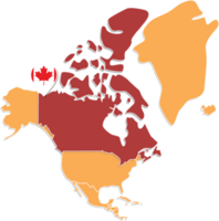 Canadá mapa en norte America, íconos demostración Canadá ubicación y banderas png