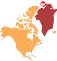 Groenlandia mapa en norte America, íconos demostración Groenlandia ubicación y banderas png