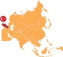 Turkey map in Asia, Icons showing Turkey location and flags. png