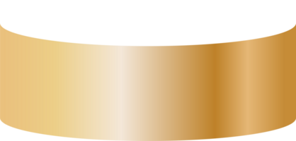 Golden podium or showcase to place products isolate on png or transparent background for new product, promotion, advertising. Golden circle plinth, pillar or display stage. PNG.