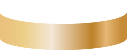 Golden podium or showcase to place products isolate on png or transparent background for new product, promotion, advertising. Golden circle plinth, pillar or display stage. PNG.