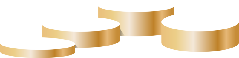 Golden podium or showcase to place products isolate on png or transparent background for new product, promotion, advertising. Golden circle plinth, pillar or display stage. PNG.