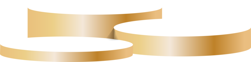 Golden podium or showcase to place products isolate on png or transparent background for new product, promotion, advertising. Golden circle plinth, pillar or display stage. PNG.