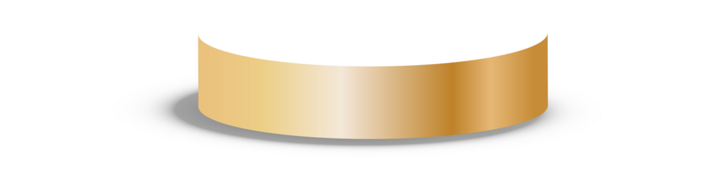 Golden podium or showcase to place products isolate on png or transparent background for new product, promotion, advertising. Golden circle plinth, pillar or display stage. PNG.