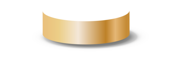 Golden podium or showcase to place products isolate on png or transparent background for new product, promotion, advertising. Golden circle plinth, pillar or display stage. PNG.