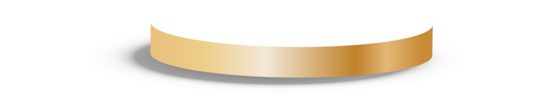 Golden podium or showcase to place products isolate on png or transparent background for new product, promotion, advertising. Golden circle plinth, pillar or display stage. PNG.