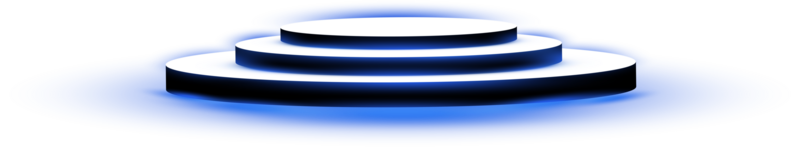 podio estar aislado en transparente antecedentes. blanco circulo pedestal, pilar o monitor escenario. vacío premio pedestal con azul proyector ligero vigas png