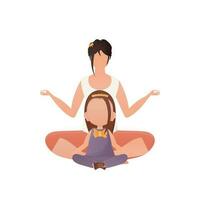 Mom and daughter yoga. Cartoon style. Isolated. Previous illustration. vector