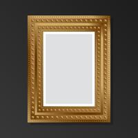 Mockup in golden style empty picture frame on black background. Flat style. vector