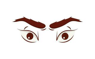 Cartoon eyes and eyebrows with lashes. Isolated vector illustration.