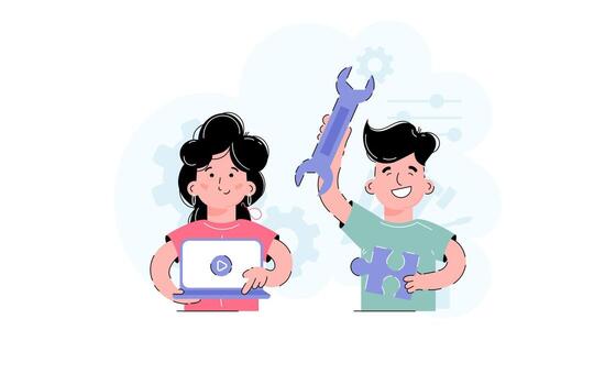 The concept of online assistance. Websites, apps, and presentations benefit from it. vector