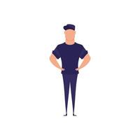 A man in a cap keeps his hands on his belt. Good for presentations, websites and apps. illustration. vector