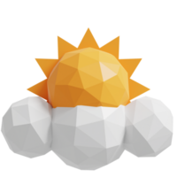 3D Low Poly cloud and sun.3D Render Illustration. png