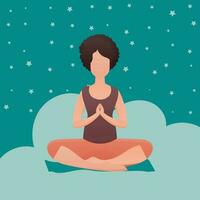 Woman doing yoga in lotus position. Healthy lifestyle concept. Vector. vector