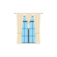 Large window with curtain. Isolated. Flat style. vector