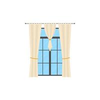 Large window with curtain. Isolated. Flat style. vector