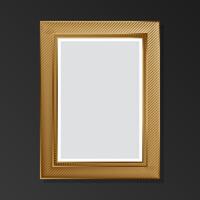 Golden vintage empty frame on black background. Flat style. vector