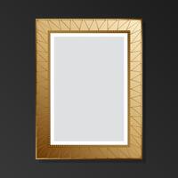 Gold style vintage empty picture frame on black background. Flat style. vector