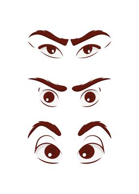Set of eyes in flat style. Vector illustration. Isolated on white background.