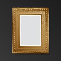 In golden style, empty Frame on a black background. Flat style. vector