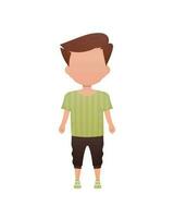 Little boy is standing. Isolated. Cartoon style. vector