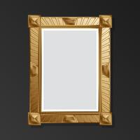 Gold style empty retro frame on black background. Flat style. vector