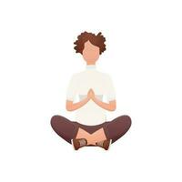 Woman doing yoga in lotus position. Isolated. Vector illustration.