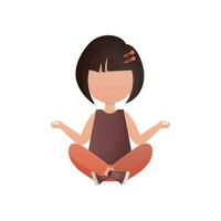 Little girl is doing yoga. Isolated on white background. Vector illustration.