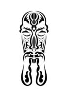 Face in the style of ancient tribes. Tattoo patterns. Isolated on white background. Vector illustration.