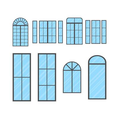 Windows set. Isolated. Cartoon style.