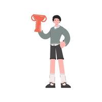 A man stands in full growth with a goblet. Isolated. Element for presentations, sites. vector