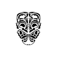 Pattern mask. Black tattoo in the style of the ancient tribes. Polynesian style. Vector illustration isolated on white background.