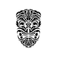 The face of a viking or orc. Traditional totem symbol. Polynesian style. Vector isolated on white background.