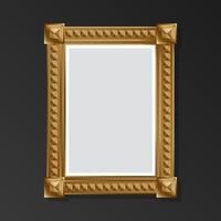 Mockup of a golden empty picture on a black background. Flat style. vector