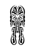 Mask in the style of the ancient tribes. Tattoo patterns. Isolated. Vector illustration.
