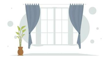 Room with houseplant. Room design Cartoon style. vector