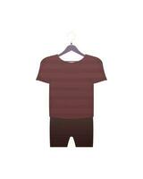 T-shirt and shorts. A set of children's clothes for a boy. Isolated on white background. Cartoon style. Vector illustration.