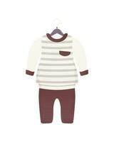 Jacket and shorts. A set of children's clothes for a boy. Isolated on white background. Vector illustration in cartoon style.