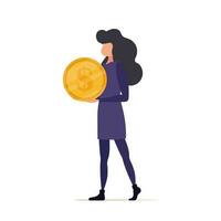 un mujer con el dinero moneda salario vector diseño ilustración