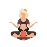 Mom and daughter yoga. Cartoon style. Isolated. Vector. vector