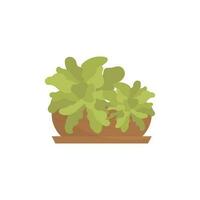 Green flower in a brown flowerpot. Isolated. Flat style. vector