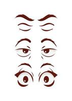 Set of eyes in flat style. Isolated on white background. Vector illustration.