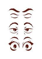 Set of eyes in flat style. Isolated on white background. Vector illustration.