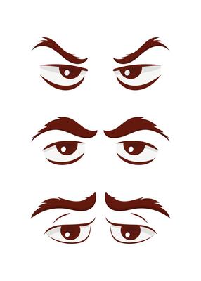 Set of eyes in flat style. Vector illustration. Isolated on white background.