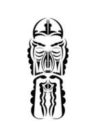 Face in the style of ancient tribes. Ready tattoo template. Isolated. Vector illustration.