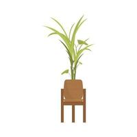 Artificial plant in a brown pot. Isolated. Flat style. vector